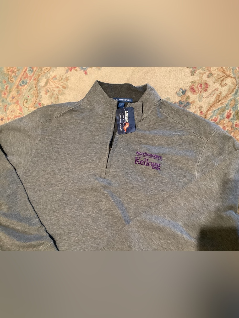 Northwestern Kellogg Gray Quarter-Zip Pullover Sz XL - NWT